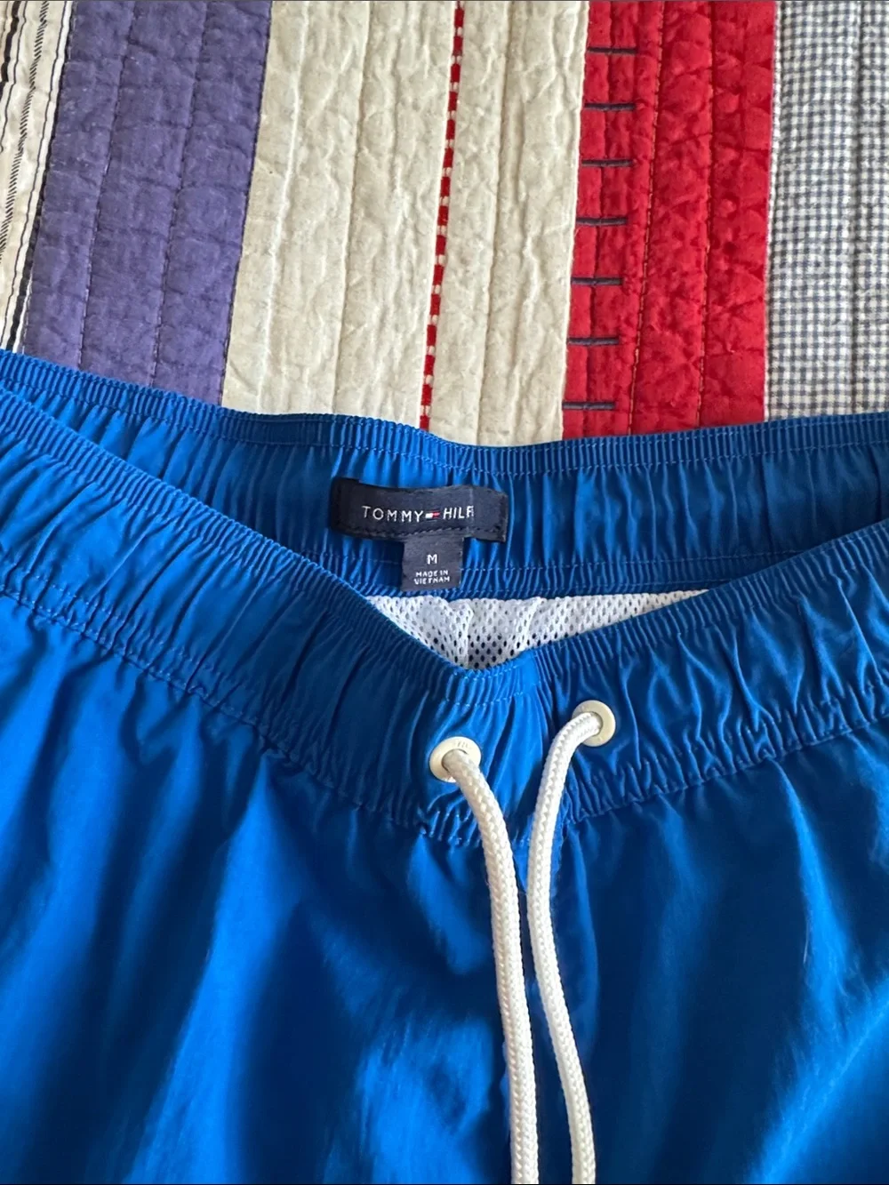 Tommy Hilfiger Blue Swim Shorts with Red-White Stripe never worn Men’s M